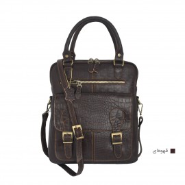 ارسال رایگان-کیف اسپورت چرم طبیعی دوشی و دستی قهوه‌ای مدل کوروش