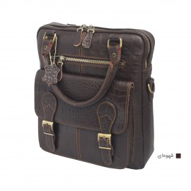 ارسال رایگان-کیف اسپورت چرم طبیعی دوشی و دستی قهوه‌ای مدل کوروش