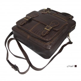 ارسال رایگان-کیف اسپورت چرم طبیعی دوشی و دستی قهوه‌ای مدل کوروش