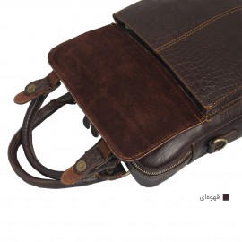 ارسال رایگان-کیف اسپورت چرم طبیعی دوشی و دستی قهوه‌ای مدل کوروش