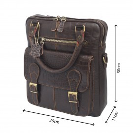 ارسال رایگان-کیف اسپورت چرم طبیعی دوشی و دستی قهوه‌ای مدل کوروش