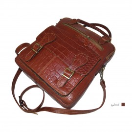 ارسال رایگان-کیف اسپورت چرم طبیعی دوشی و دستی عسلی مدل کوروش 