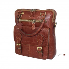 ارسال رایگان-کیف اسپورت چرم طبیعی دوشی و دستی عسلی مدل کوروش 