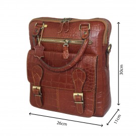 ارسال رایگان-کیف اسپورت چرم طبیعی دوشی و دستی عسلی مدل کوروش 