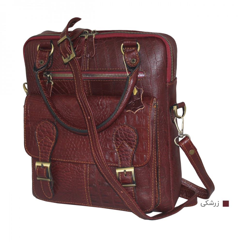 ارسال رایگان-کیف اسپورت چرم طبیعی دوشی و دستی زرشکی مدل کوروش