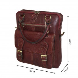 ارسال رایگان-کیف اسپورت چرم طبیعی دوشی و دستی زرشکی مدل کوروش