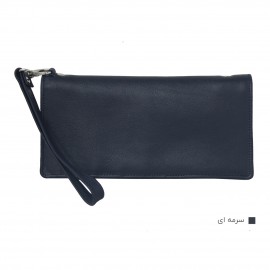 ارسال رایگان-کیف دسته چک چرم طبیعی گاو میش بسیار نرم سرمه ای مدل آونگ