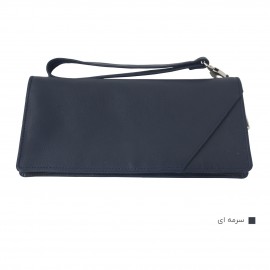 ارسال رایگان-کیف دسته چک چرم طبیعی گاو میش بسیار نرم سرمه ای مدل آونگ