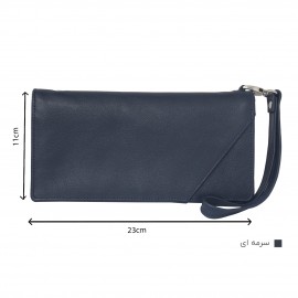 ارسال رایگان-کیف دسته چک چرم طبیعی گاو میش بسیار نرم سرمه ای مدل آونگ