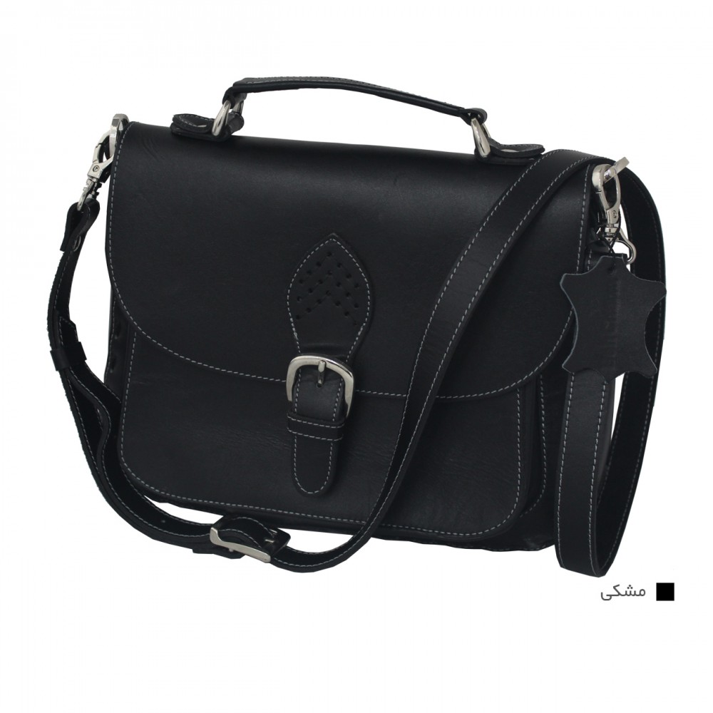 ارسال رایگان-کیف چرم طبیعی دستی دوشی مشکی مدل الیسا