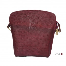 ارسال رایگان-کیف زنانه مجلسی جنس چرم طبیعی شتر مرغ زرشکی