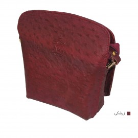 ارسال رایگان-کیف زنانه مجلسی جنس چرم طبیعی شتر مرغ زرشکی