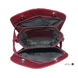 ارسال رایگان-کیف زنانه مجلسی جنس چرم طبیعی شتر مرغ زرشکی