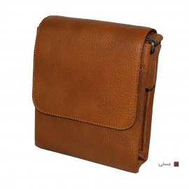 ارسال رایگان-کیف اسپورت چرم طبیعی دوشی عسلی مدل آدرین