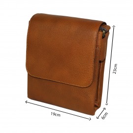 ارسال رایگان-کیف اسپورت چرم طبیعی دوشی عسلی مدل آدرین