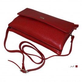 ارسال رایگان-کیف چرم طبیعی قرمز زنانه دوشی 