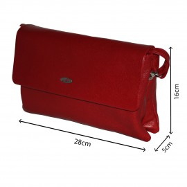 ارسال رایگان-کیف چرم طبیعی قرمز زنانه دوشی 