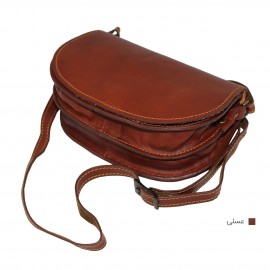 ارسال رایگان-کیف دوشی چرم طبیعی عسلی مدل ماندانا