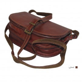 ارسال رایگان-کیف دوشی چرم طبیعی عسلی مدل ماندانا