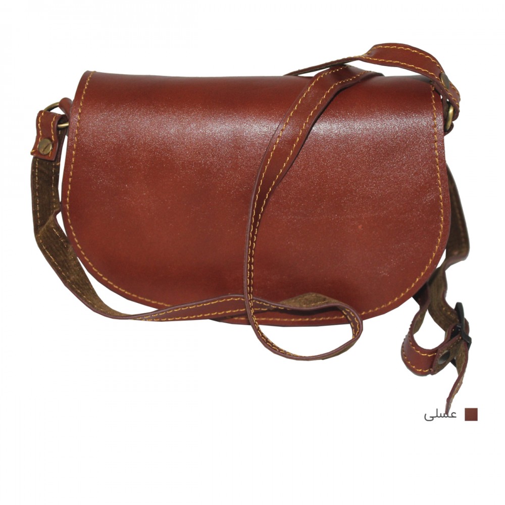 ارسال رایگان-کیف دوشی چرم طبیعی عسلی مدل ماندانا