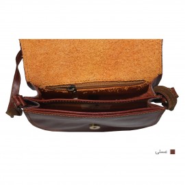 ارسال رایگان-کیف دوشی چرم طبیعی عسلی مدل ماندانا
