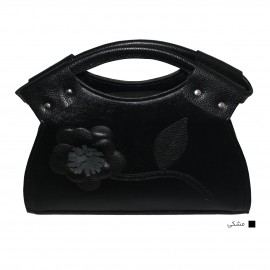 ارسال رایگان-کیف زنانه چرم  طبیعی دوشی و دستی گلدار مشکی