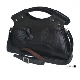 ارسال رایگان-کیف زنانه چرم  طبیعی دوشی و دستی گلدار مشکی