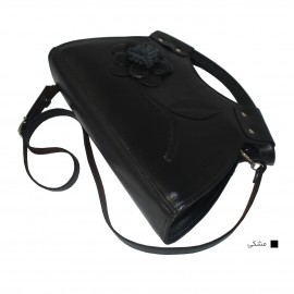 ارسال رایگان-کیف زنانه چرم  طبیعی دوشی و دستی گلدار مشکی