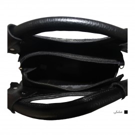 ارسال رایگان-کیف زنانه چرم  طبیعی دوشی و دستی گلدار مشکی