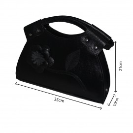 ارسال رایگان-کیف زنانه چرم  طبیعی دوشی و دستی گلدار مشکی