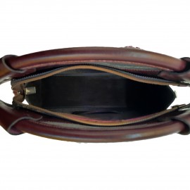 ارسال رایگان-کیف زنانه چرم  طبیعی دوشی و دستی گلدار زرشکی