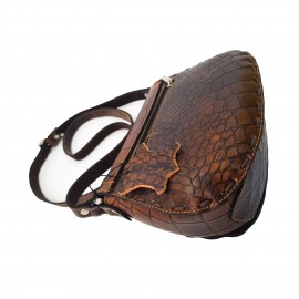 ارسال رایگان-کیف دوشی چرم طبیعی کورکودیل عسلی