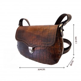 ارسال رایگان-کیف دوشی چرم طبیعی کورکودیل عسلی