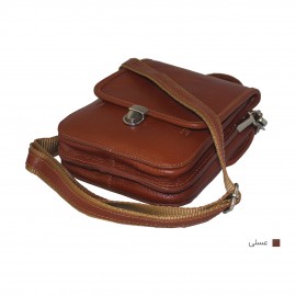 ارسال رایگان-کیف مردانه چرم طبیعی دوشی و دستی دوطرفه عسلی