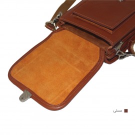 ارسال رایگان-کیف مردانه چرم طبیعی دوشی و دستی دوطرفه عسلی