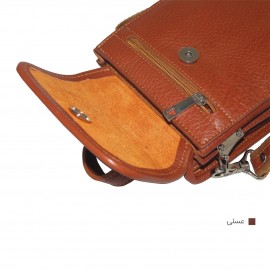 ارسال رایگان-کیف مردانه چرم طبیعی دوشی و دستی دوطرفه عسلی