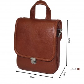 ارسال رایگان-کیف مردانه چرم طبیعی دوشی و دستی دوطرفه عسلی