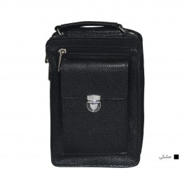 ارسال رایگان-کیف مردانه چرم طبیعی دوشی و دستی مشکی چاپی