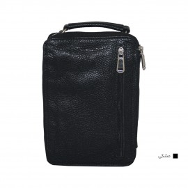 ارسال رایگان-کیف مردانه چرم طبیعی دوشی و دستی مشکی چاپی