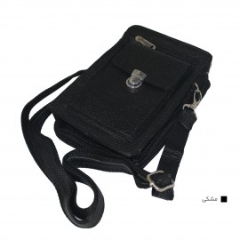 ارسال رایگان-کیف مردانه چرم طبیعی دوشی و دستی مشکی چاپی