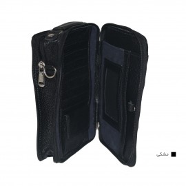 ارسال رایگان-کیف مردانه چرم طبیعی دوشی و دستی مشکی چاپی