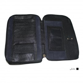 ارسال رایگان-کیف مردانه چرم طبیعی دوشی و دستی مشکی چاپی