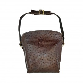 ارسال رایگان-کیف زنانه مجلسی جنس چرم طبیعی شتر مرغ قهوه ای