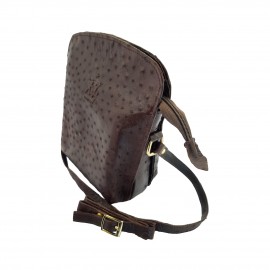 ارسال رایگان-کیف زنانه مجلسی جنس چرم طبیعی شتر مرغ قهوه ای