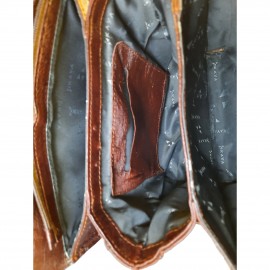 ارسال رایگان-کیف زنانه مجلسی جنس چرم طبیعی شتر مرغ قهوه ای